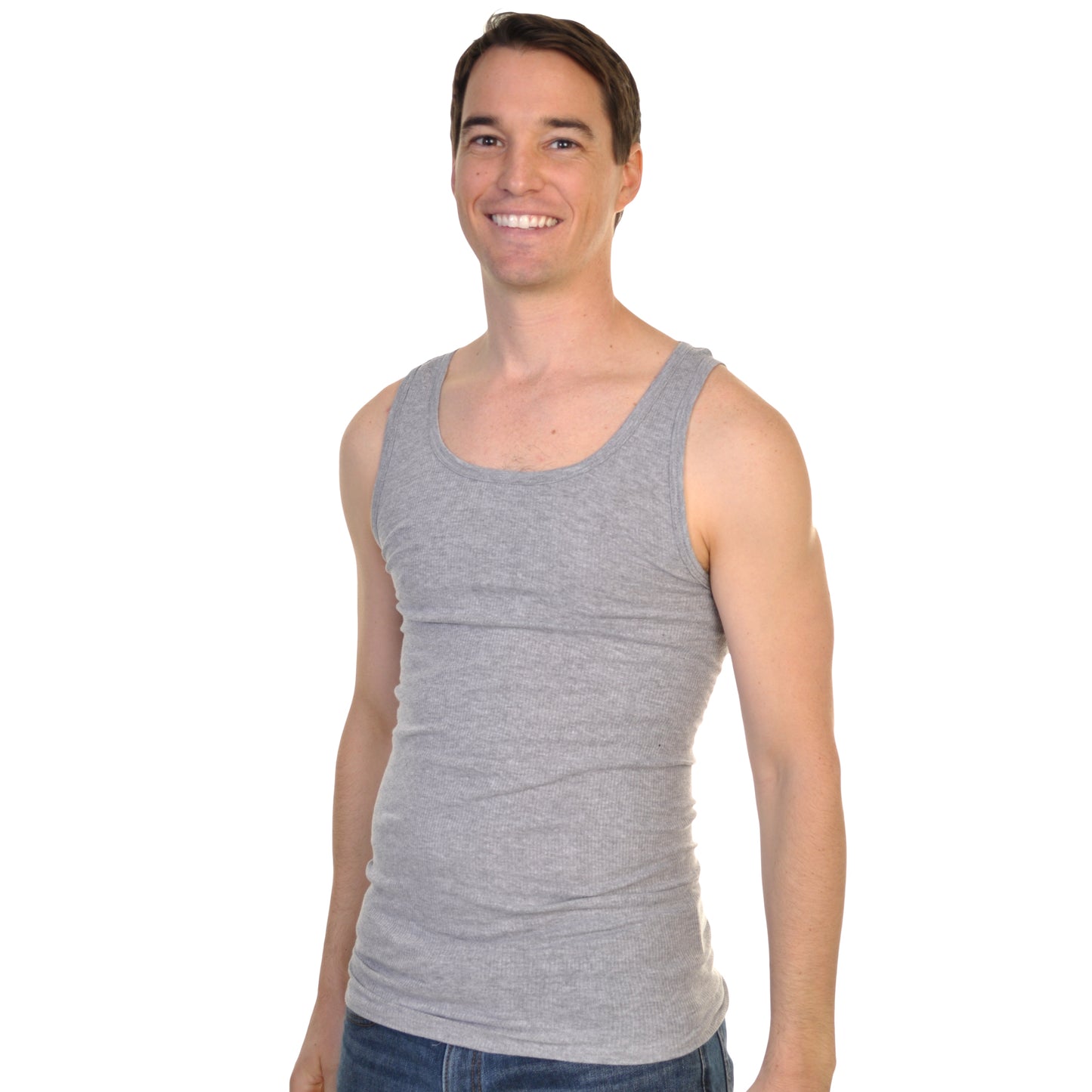 Swan Color Ribbed Slim Fit Basic A-Shirts Tank Top (12-Pack), #6401