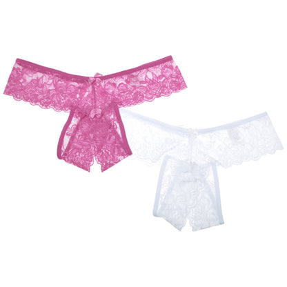 Angelina Open-Crotch Lace Thongs (2-Pack), #G3251