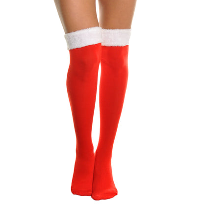 Angelina Winter Faux Fur Trim Knee Socks (6-Pack), #WF1153