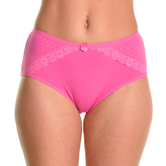 Angelina Cotton Mini Polka-Dot Lace Lined Hiphugger Panties (12-Pack), #G1016