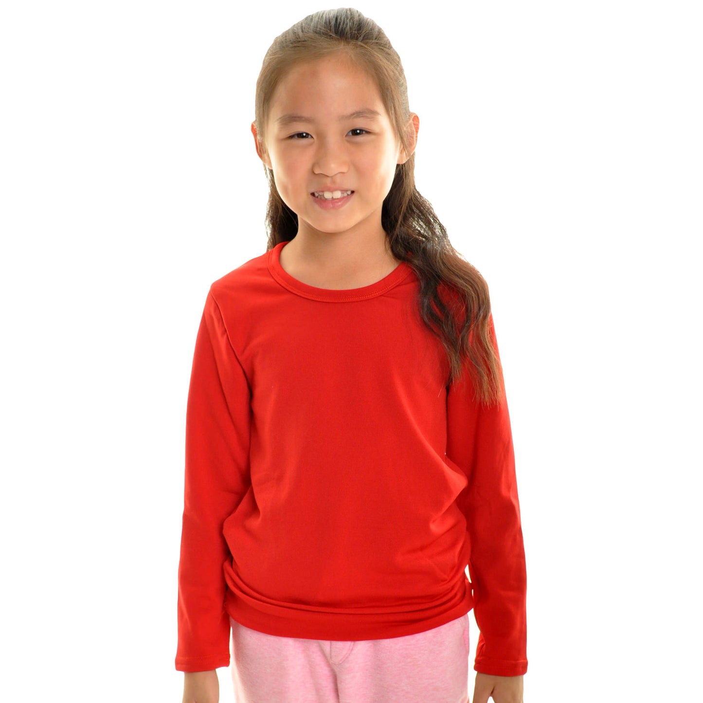 Angelina Girls' Brushed Fleece Long-Sleeve Crewneck Thermal Tops (6-Pack), #T7914