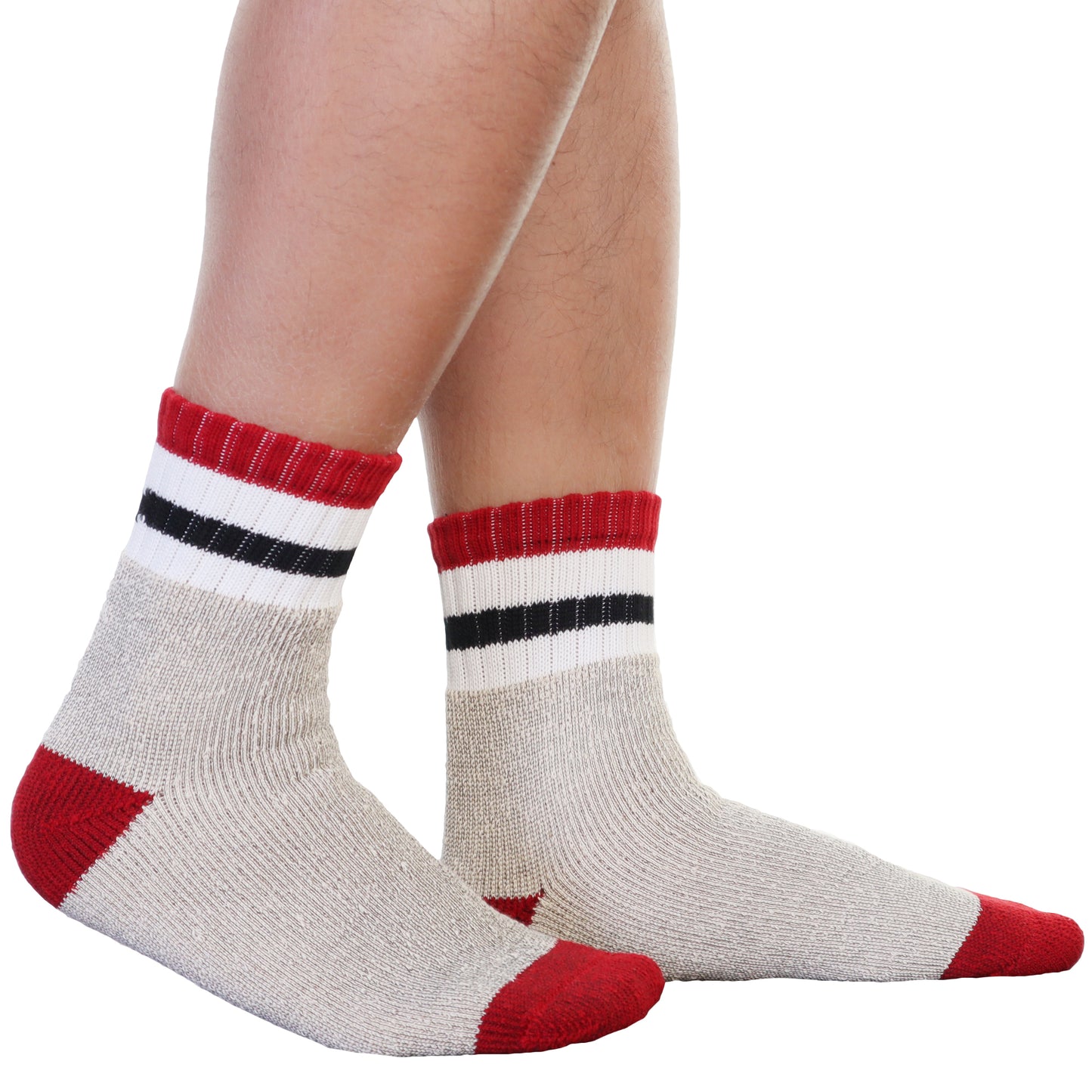 Angelina Unisex Quarter Socks with Striped Pattern Cuff (3-Pairs), #2563