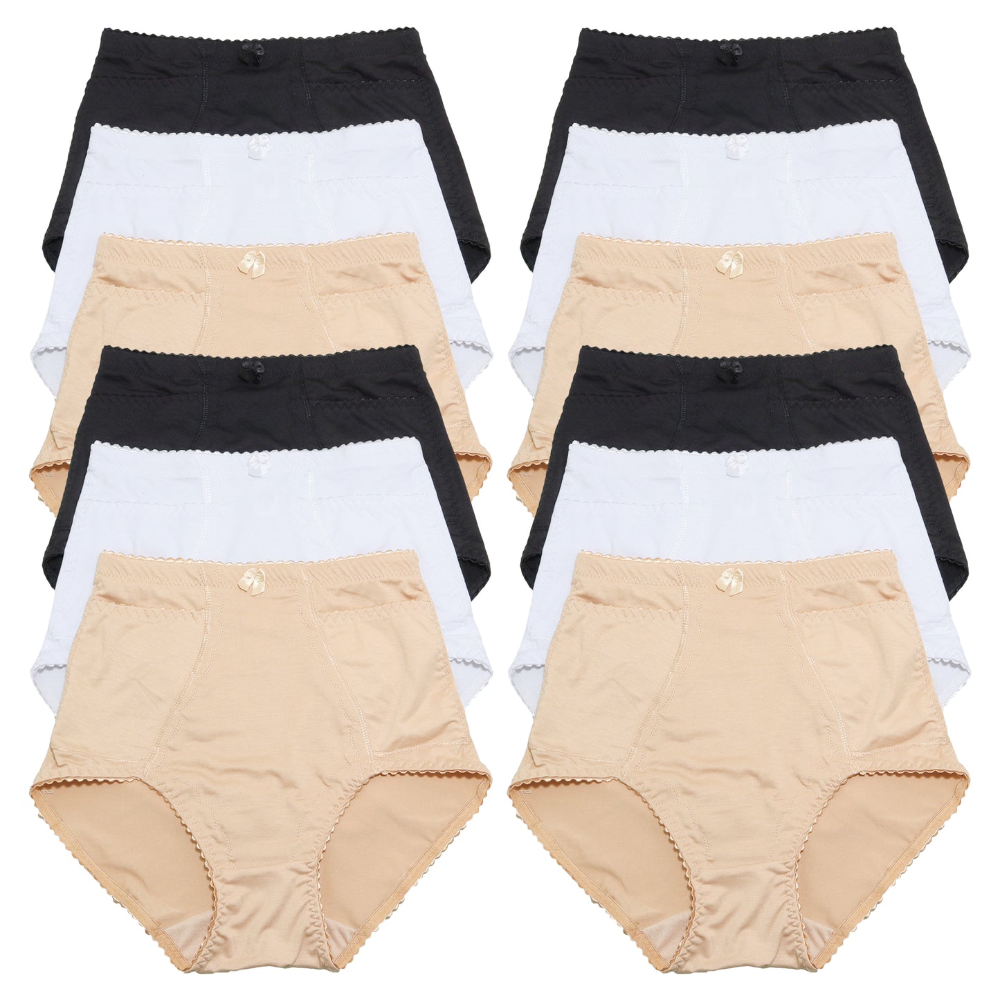 Angelina Cotton High-Waisted Double Pocket Girdles (12-Pack)