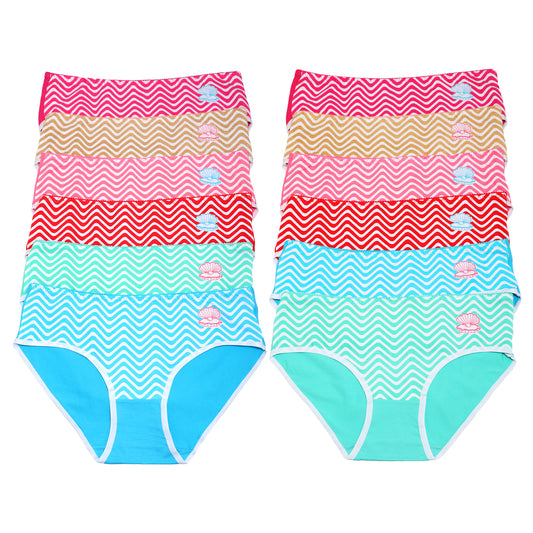 Angelina Cotton Hiphugger Panties with Wave Print Design (12-Pack), #G6632