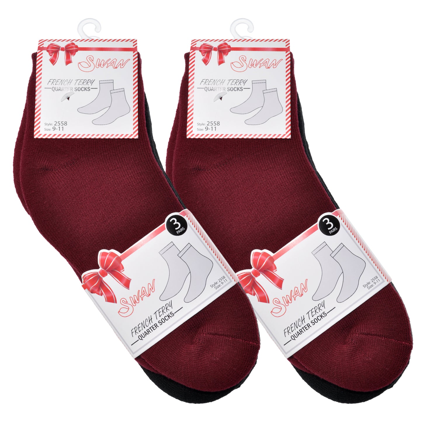 Angelina Unisex French Terry Quarter Socks (6-Pairs), #2558