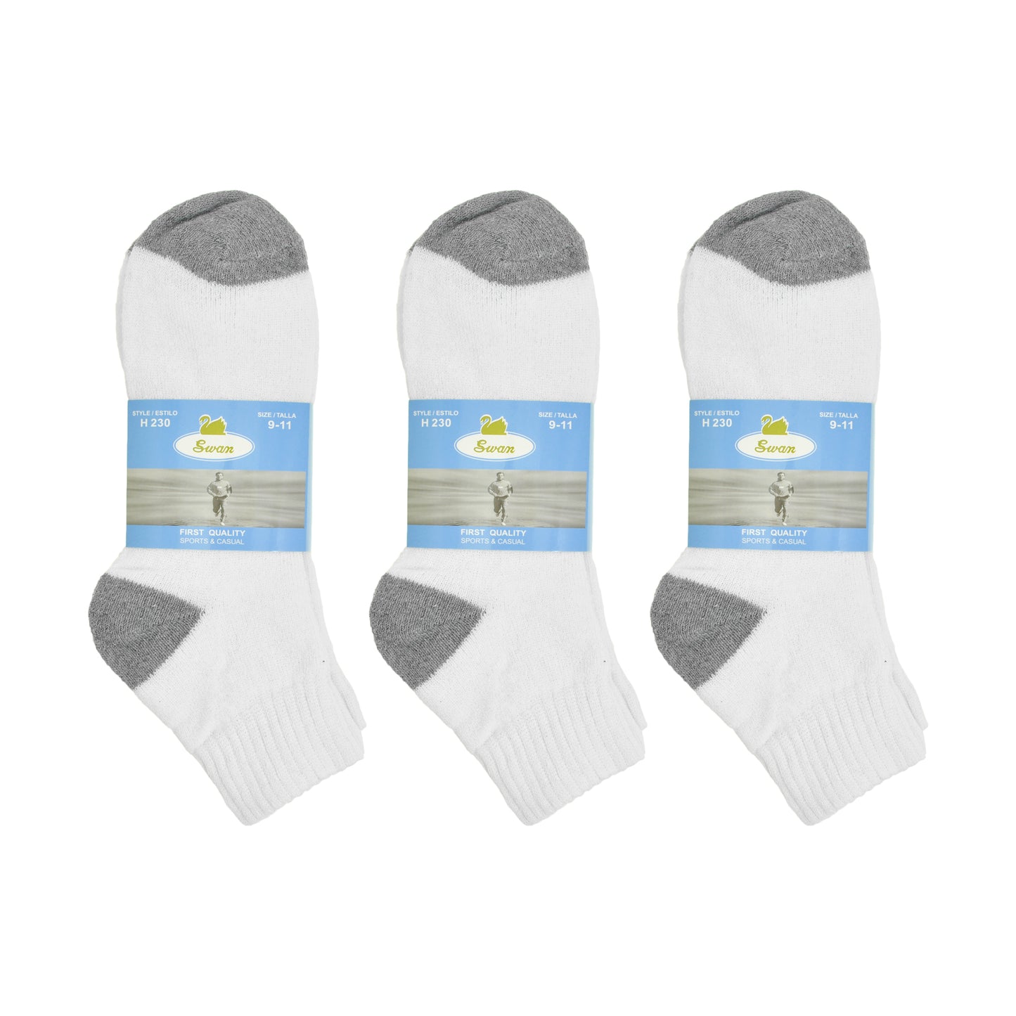 Swan Unisex Cotton Blend Quarter Socks (12-Pairs), #H230