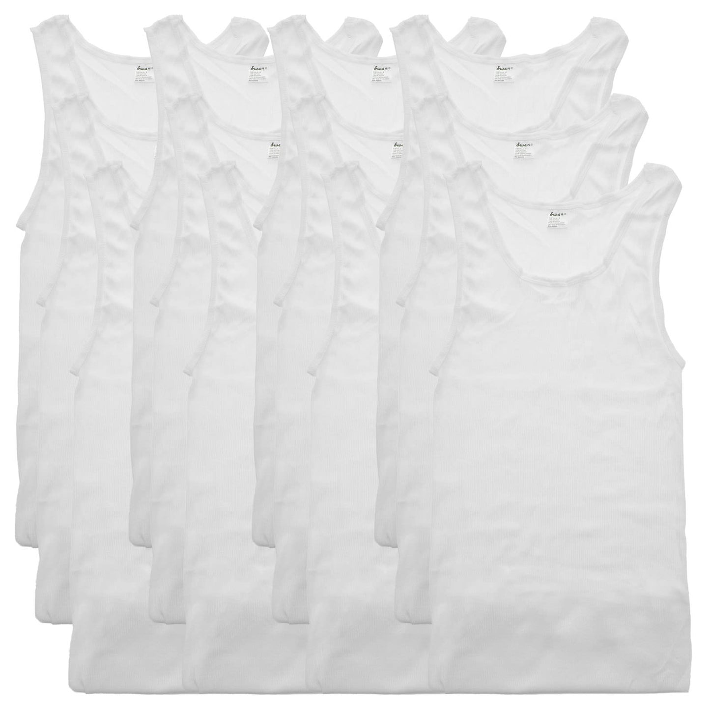Swan Ribbed White A-Shirt (12-Pack), #3201