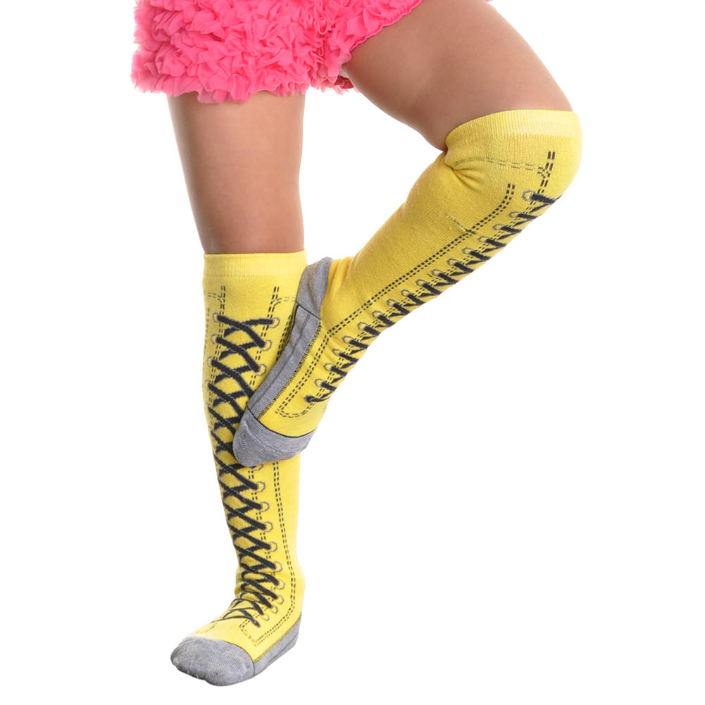 Angelina Kid's Cotton Knee-High Socks with Lace Up Boots Design (6 Dozen), #2538
