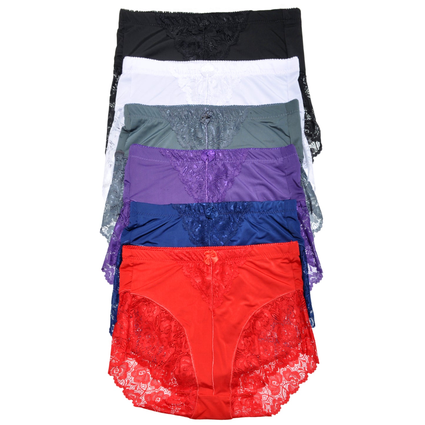 Angelina High Waist Light Control Briefs with Lace Accent Detail (6-Pack)