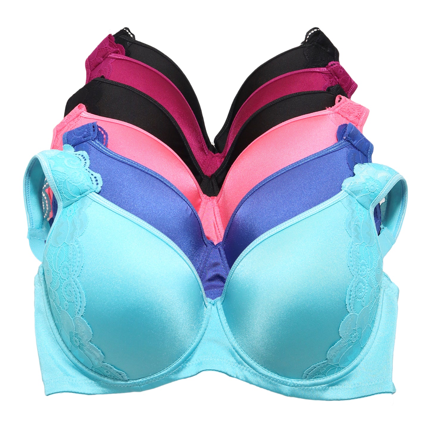 Angelina Wired, Padded Extended Size Bras with Cushioned Straps (6-Pack), #B220D