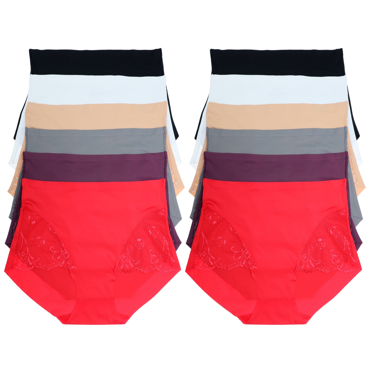 Angelina Laser Cut High-Rise Briefs with Lace Front Detail (6 or 12 Pack), #G6746