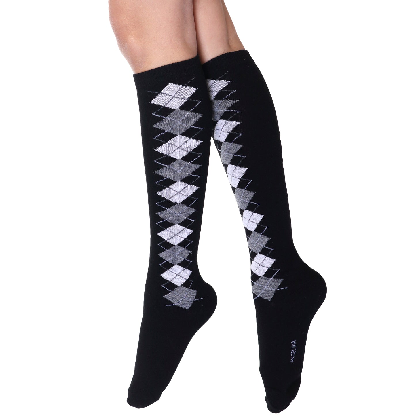 Angelina Argyle Knit Pattern Knee-High Socks (3-Pairs), #2567