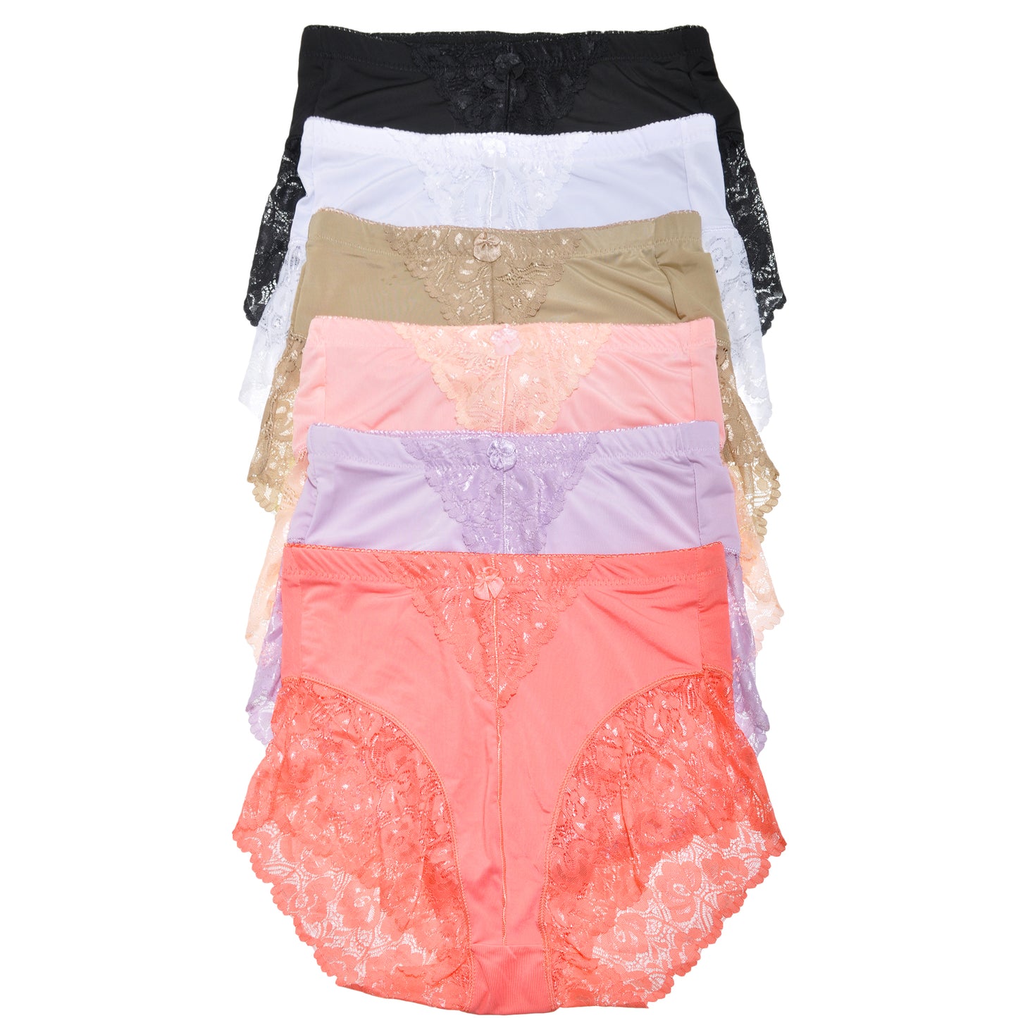 Angelina High Waist Light Control Briefs with Lace Accent Detail (6-Pack), #G913