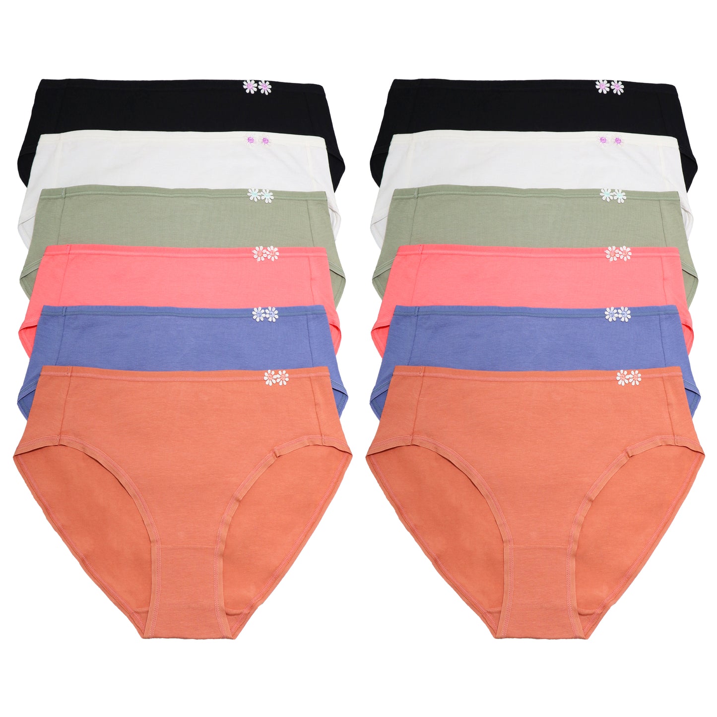 Angelina Cotton Bikini Panties with Flower Embroidery (12-Pack), #G6721