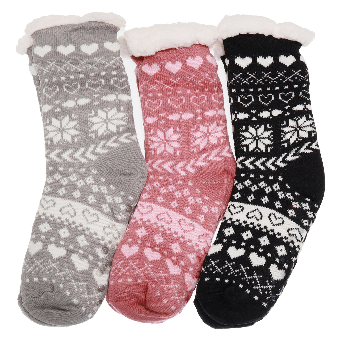 Angelina Winter-Weight Sherpa-Lined Knitted Thermal Crew Socks (3-Pairs), #WF1911