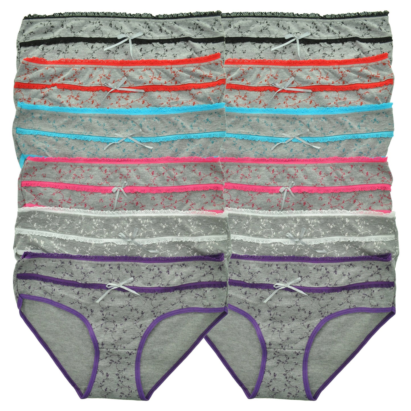 Angelina Leaf Branch Lace Trim Bikini (12-Pack), #G6070