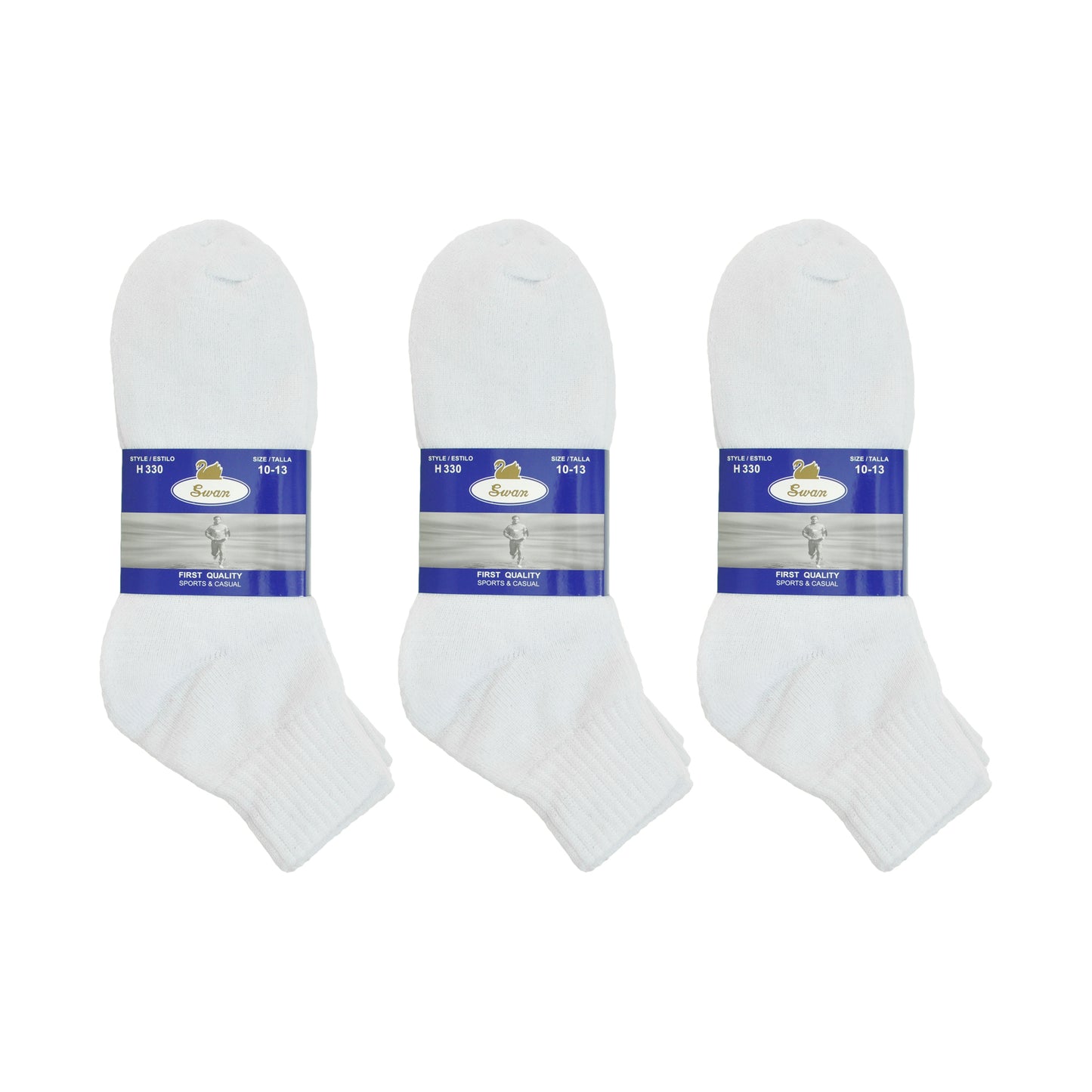 Swan Unisex Cotton Blend Quarter Socks (12-Pairs), #H330