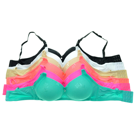 Angelina Wire-free Bras with Mesh Lace Design (6-Pack), #B838