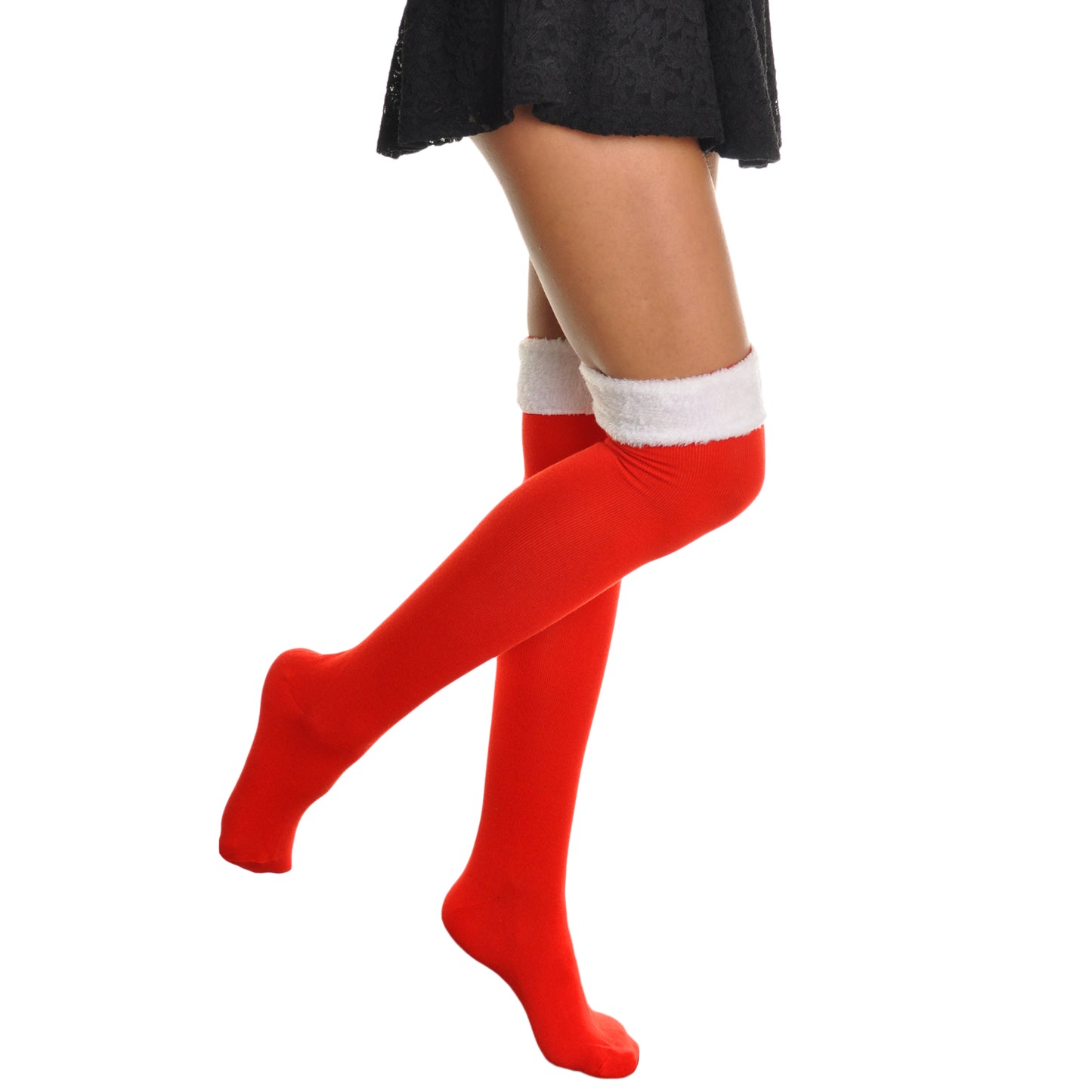 Angelina Winter Faux Fur Trim Knee Socks (6-Pack), #WF1153