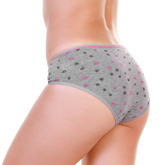 Angelina Cotton Bikini Panties with Hearts Print Design (12-Pack), #G6750