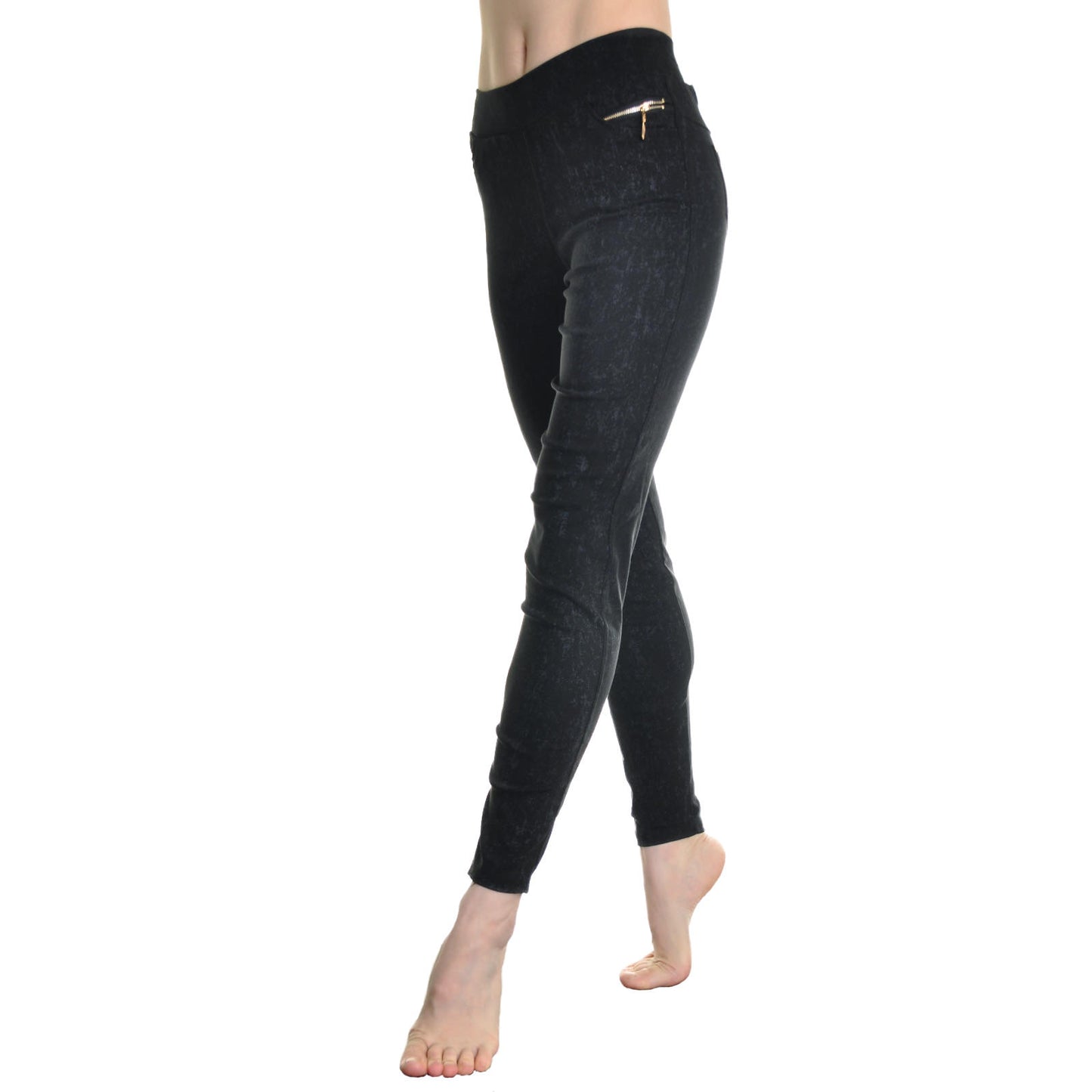 Angelina Cotton Blend Black Jegging with Pockets and Zipper Detail (12-Pack)
