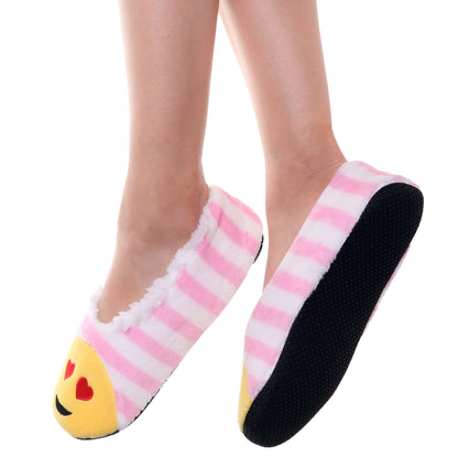 Angelina Winter-Weight Indoor Slipper Socks with Emoji Design (3-Pairs), #WF1916