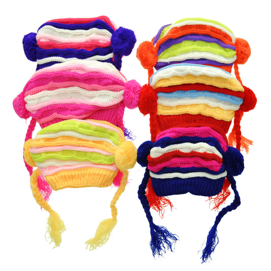 Swan Kids Knitted Winter Cap with Tassel (12-Pack), #WH4101