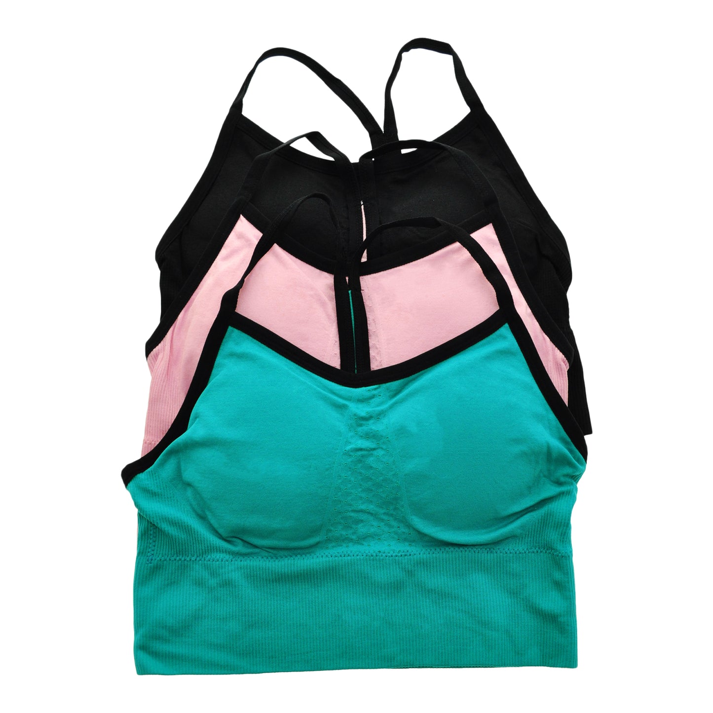 Angelina Seamless Long Line Bralette with Racerback Straps (3-Pack), #SE868