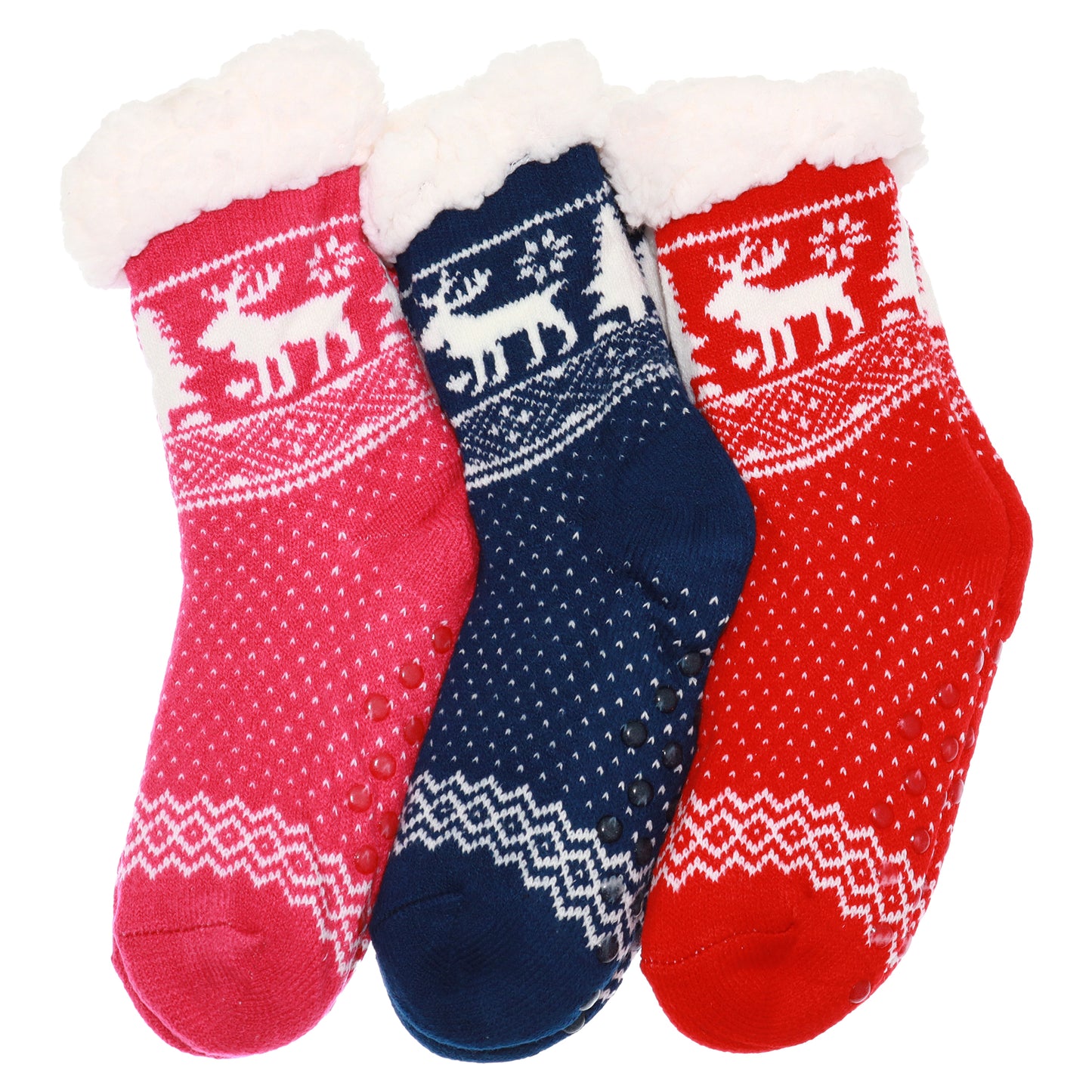 Angelina Kids Winter-Weight Sherpa-Lined Knitted Thermal Crew Socks (3-Pairs)