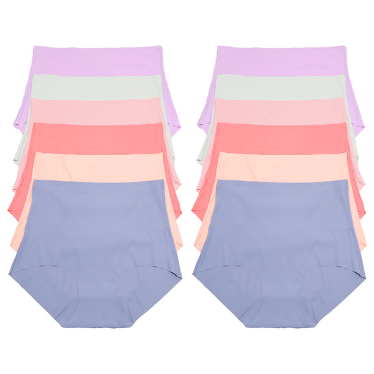 Angelina Nylon Laser Cut High Waist Full Coverage Briefs (12-Pack), #G6506