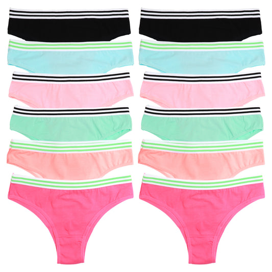 Angelina Low Rise Cheekini with Striped Waistband (12-Pack), #G3306