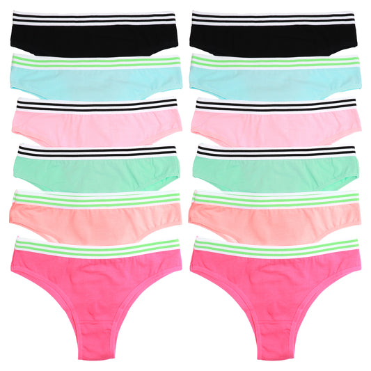 Angelina Low Rise Cheekini with Striped Waistband (12-Pack), #G3306