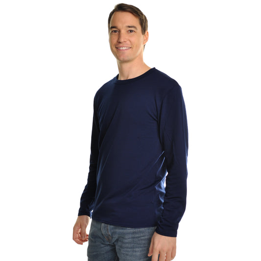 Swan Men's Brushed Fleece Long-Sleeve Crewneck Thermal Tops (1 or 6 Pack), #T8915