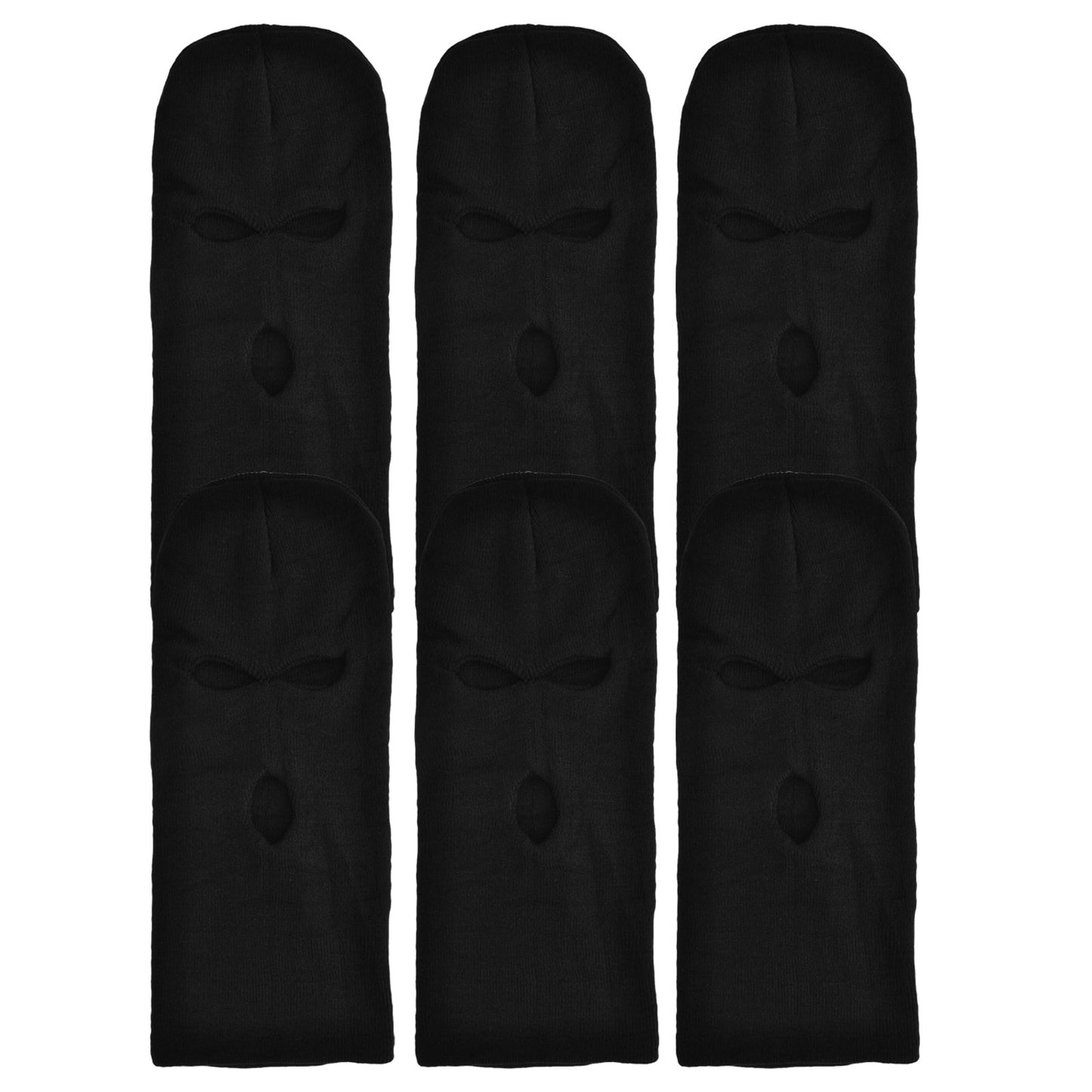 Angelina Winter Warmth Black Knitted Balaclava 3 Hole Ski Mask (12-Pack), #WH2040