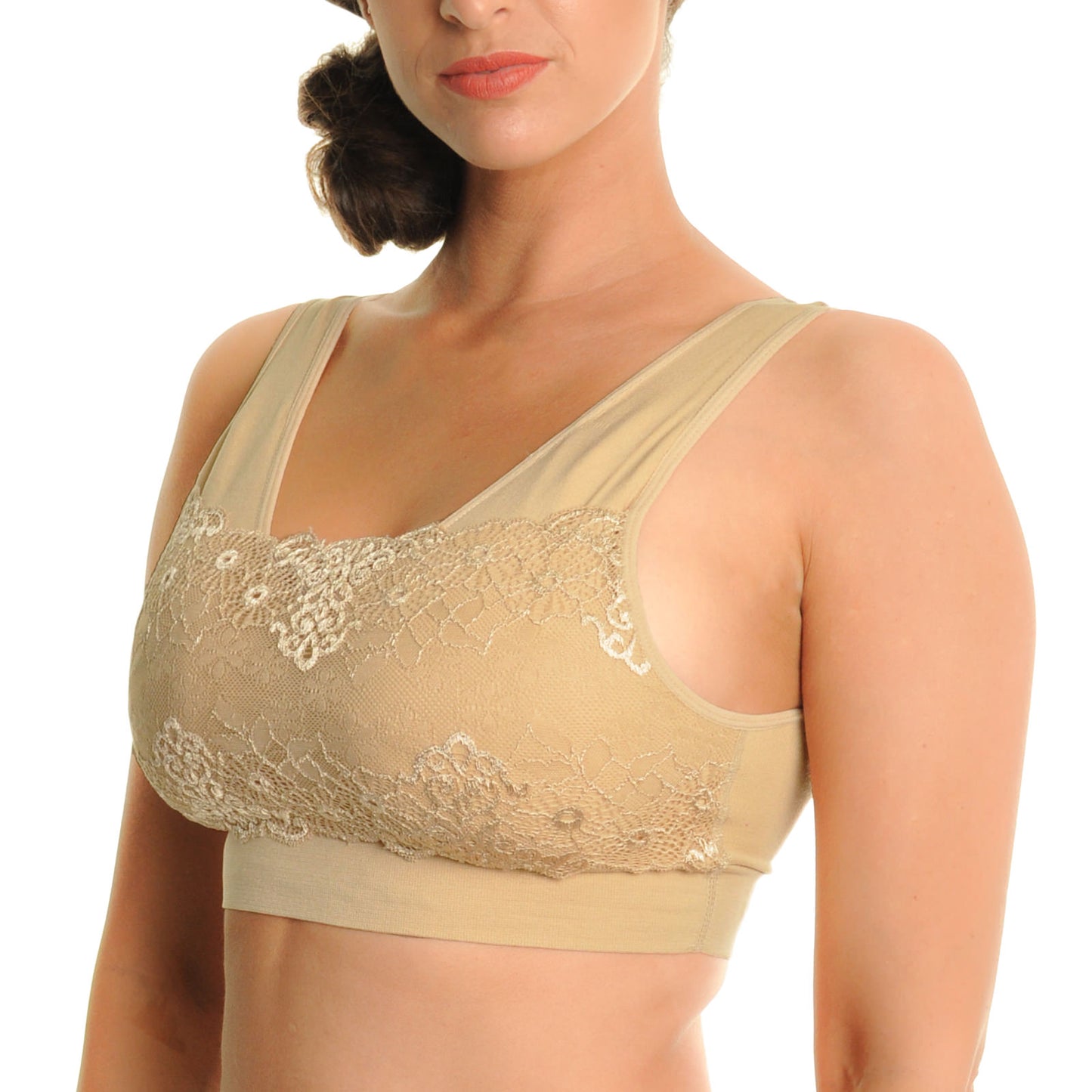 Angelina Seamless Bralette with Lace Modesty Panel (6-Pack), #SE818