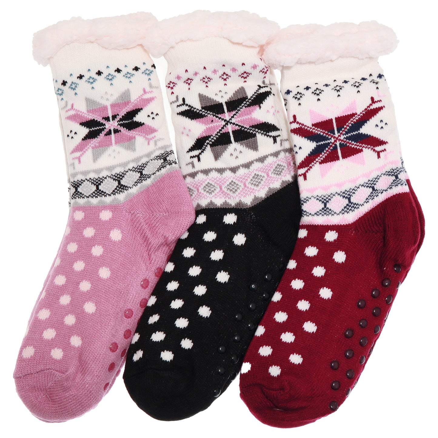 Angelina Winter-Weight Sherpa-Lined Knitted Thermal Crew Socks (3-Pairs), #WF1911