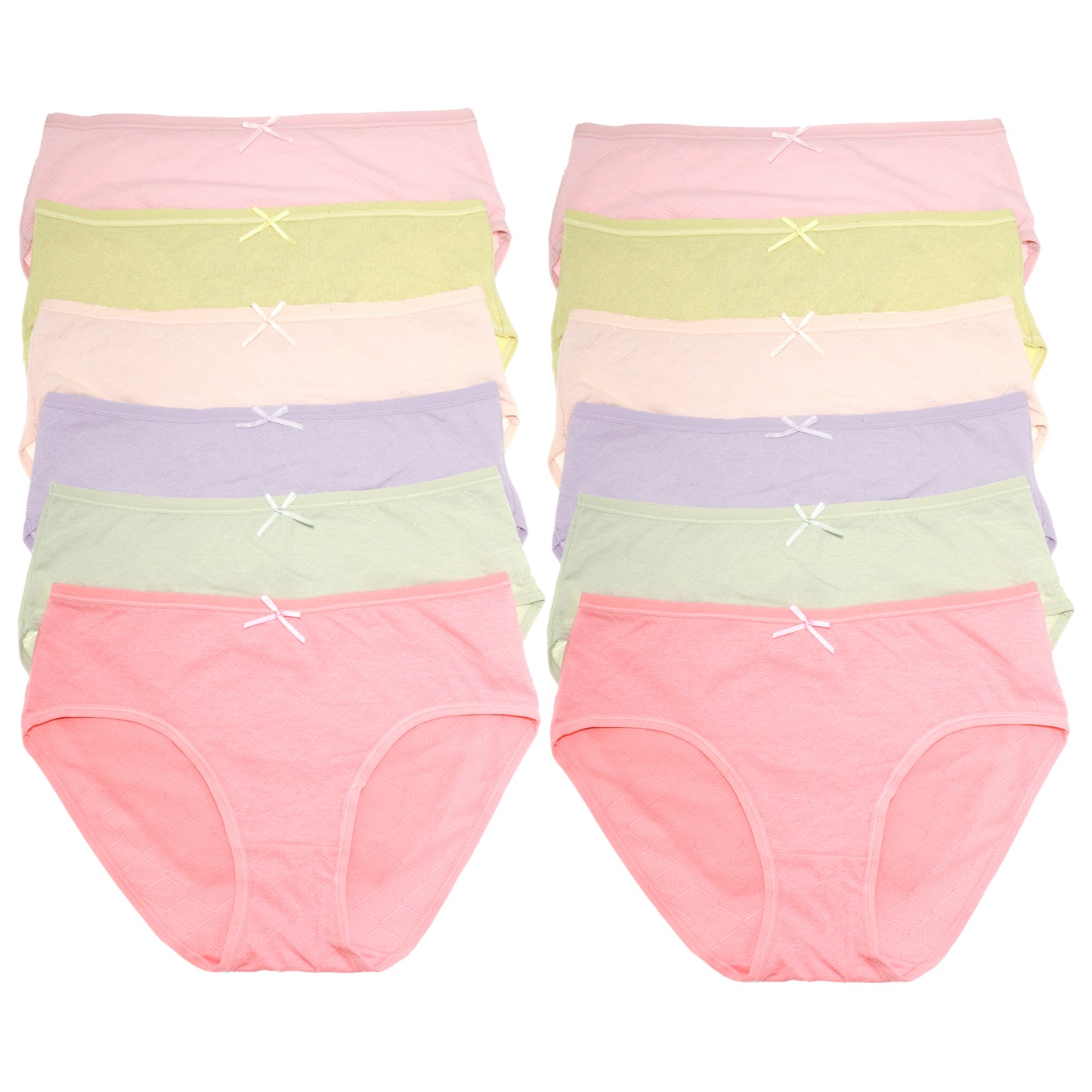 Angelina Cotton Bikini Panties with Diamond Pattern Design (12-Pack), #G6717