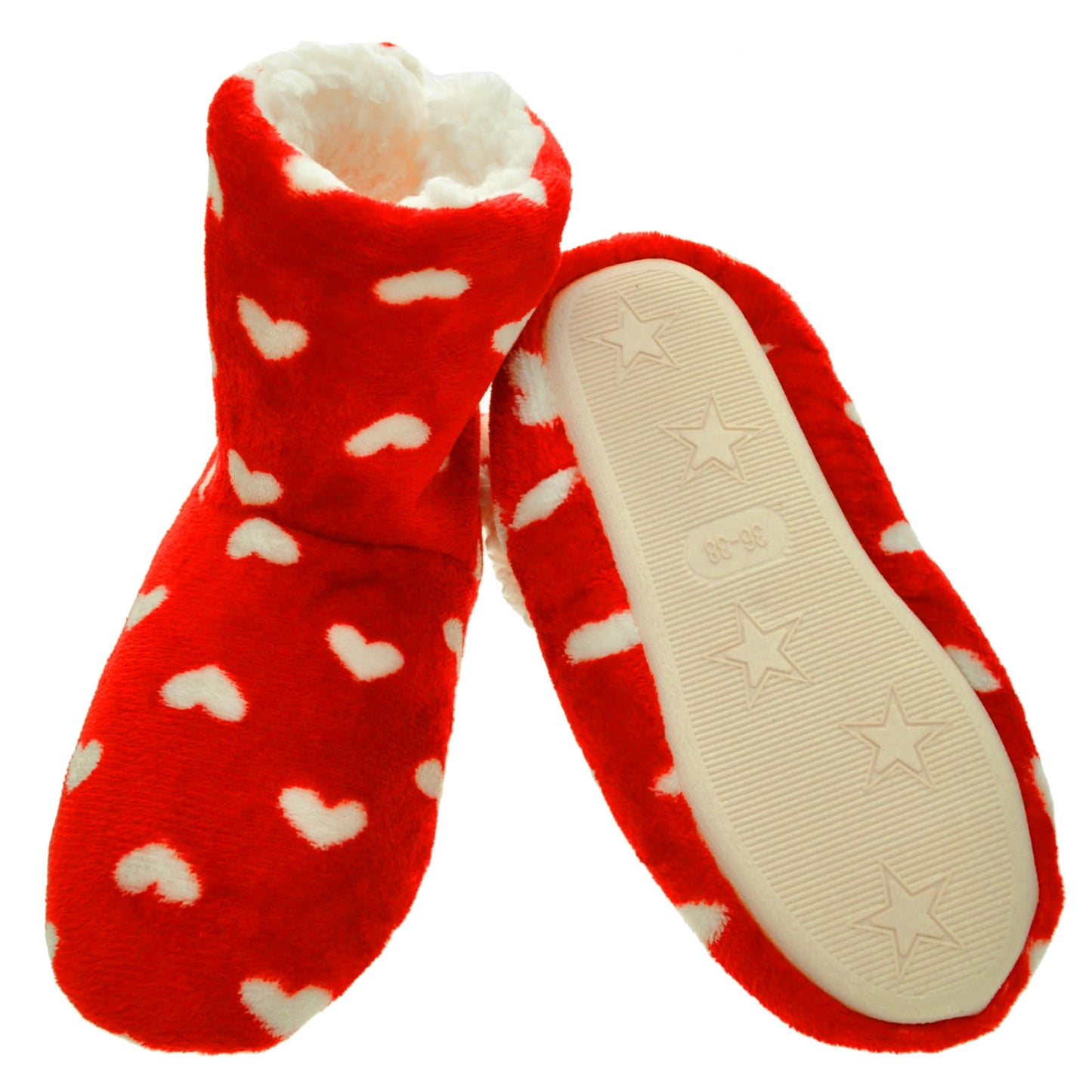 Angelina Fleece-Lined Plush Indoor Boots with Padded Rubber Sole (6-Pairs), #WF1186