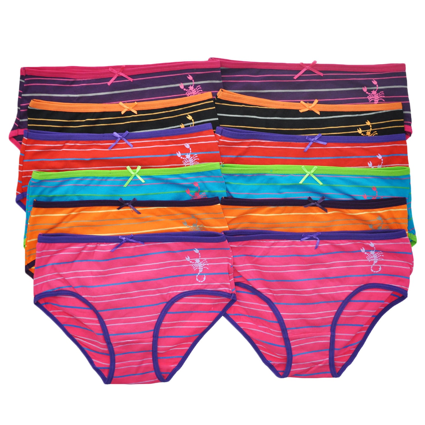 Angelina Cotton Hiphuggers with Scorpion Print Design (12-Pack)