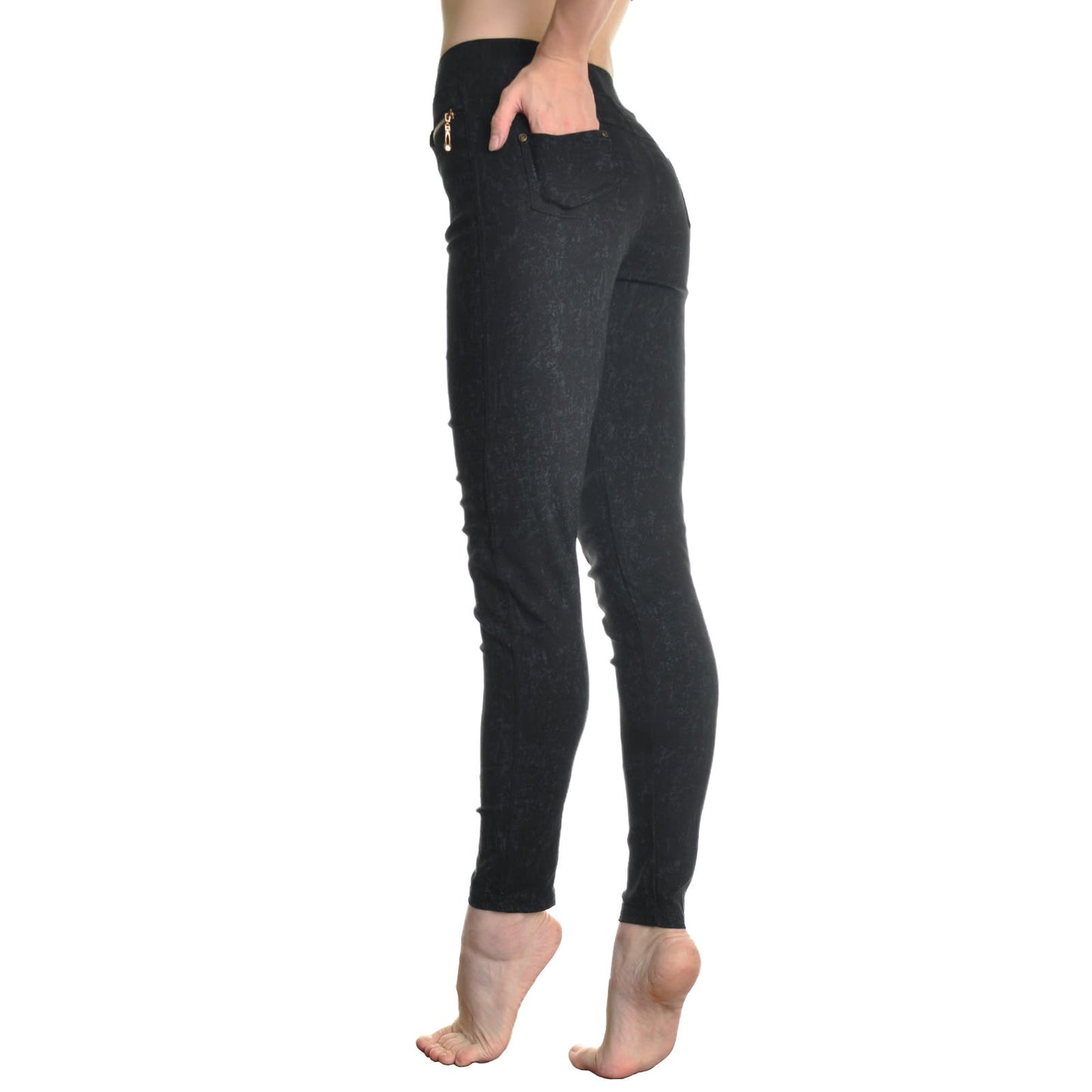 Angelina Cotton Blend Black Jegging with Pockets and Zipper Detail (12-Pack)