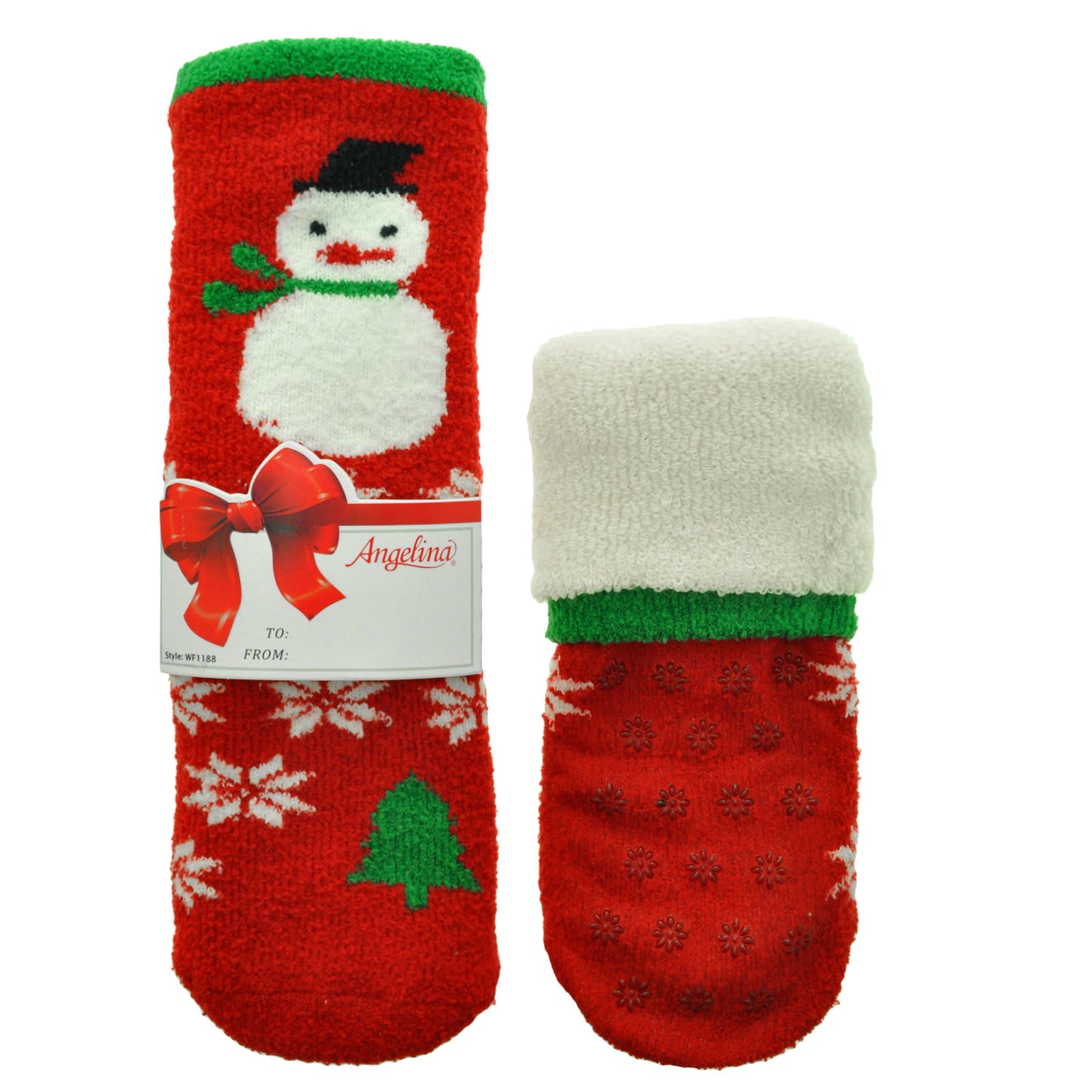 Angelina Double-Layer French Terry Cozy Socks w/ Non-Skid Bottom (12-Pairs), #WF1188