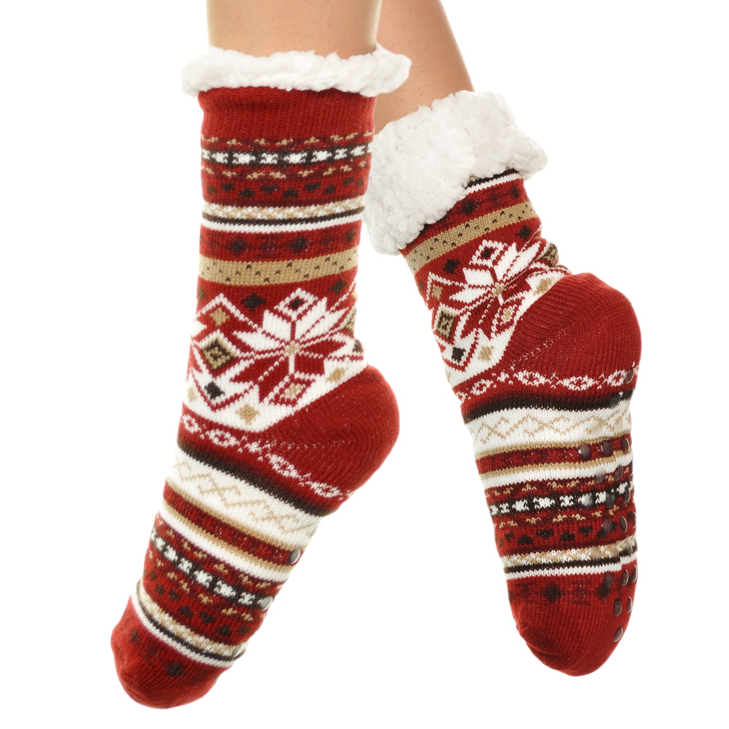 Angelina Winter-Weight Sherpa-Lined Knitted Thermal Crew Socks (3-Pairs), #WF1911