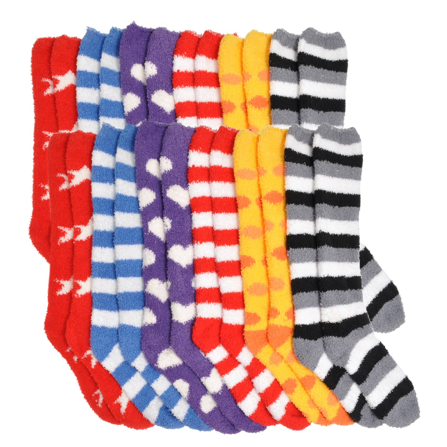 Angelina Snuggly Comfy Assorted Patterned Knee-High Socks (12-Pairs)