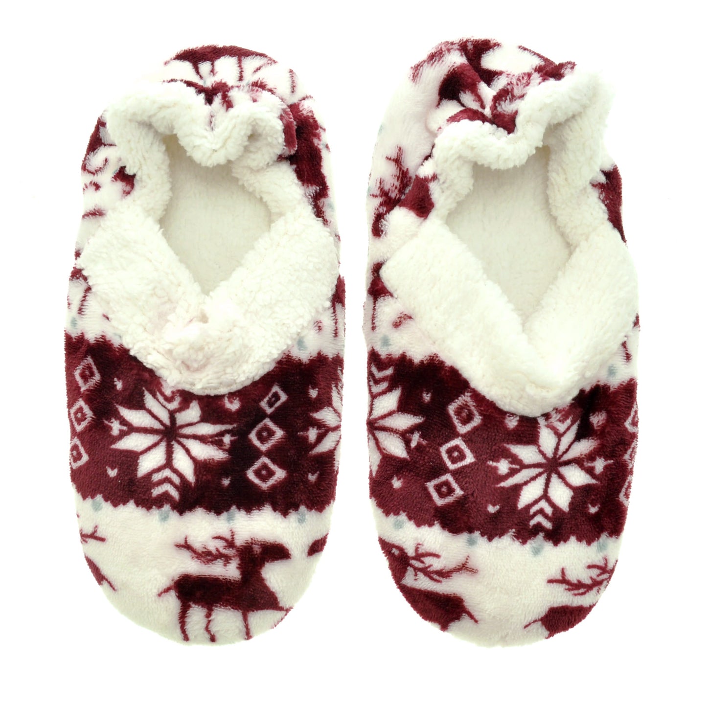 Angelina Snuggly Slip-Resistant Christmas Deer Slipper Socks (12-Pack), #WF1134