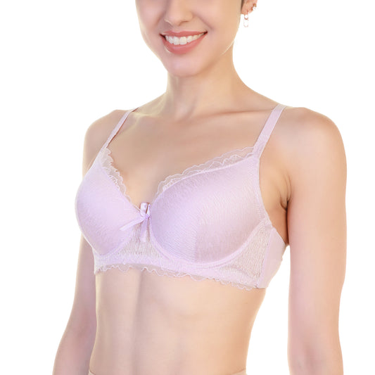 Angelina Wired Lightly Padded Lace Mesh Cup Bras (6-Pack), #B369