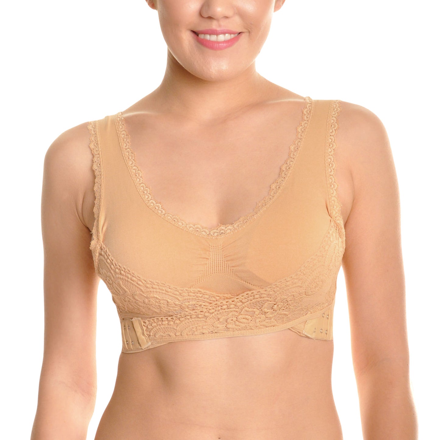 Angelina Wire-Free Seamless Bras with Lace Reinforced Lift (6-Pack), #SE849