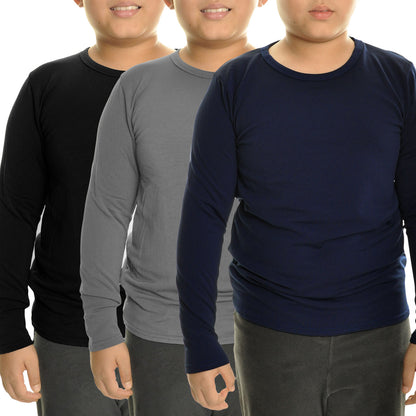 Swan Boys' Brushed Fleece Long-Sleeve Crewneck Thermal Tops (6-Pack), #T8914