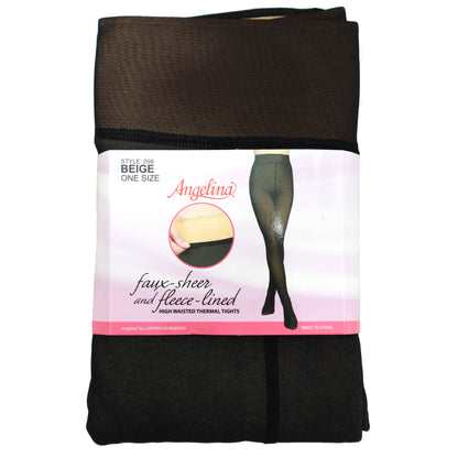 Faux Sheer and Fleece Lined High-Waisted Thermal Tights (6-Pack), #098