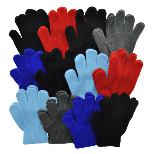 Angelina Kid's Unisex, Solid Color Magic Gloves (12-Pairs), #WG3171