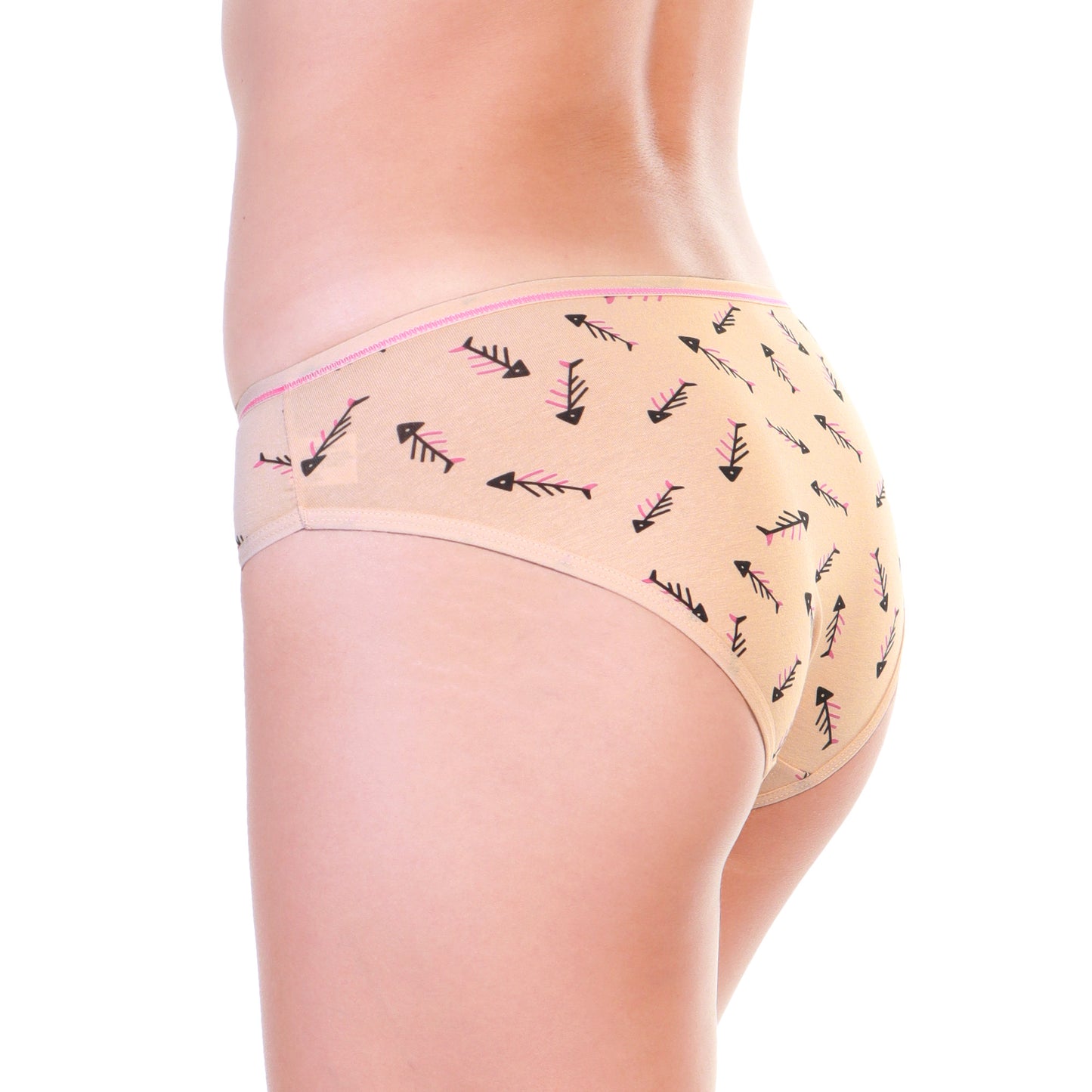 Angelina Cotton Bikini Panties with Fishbone Print (12-Pack), #G6769